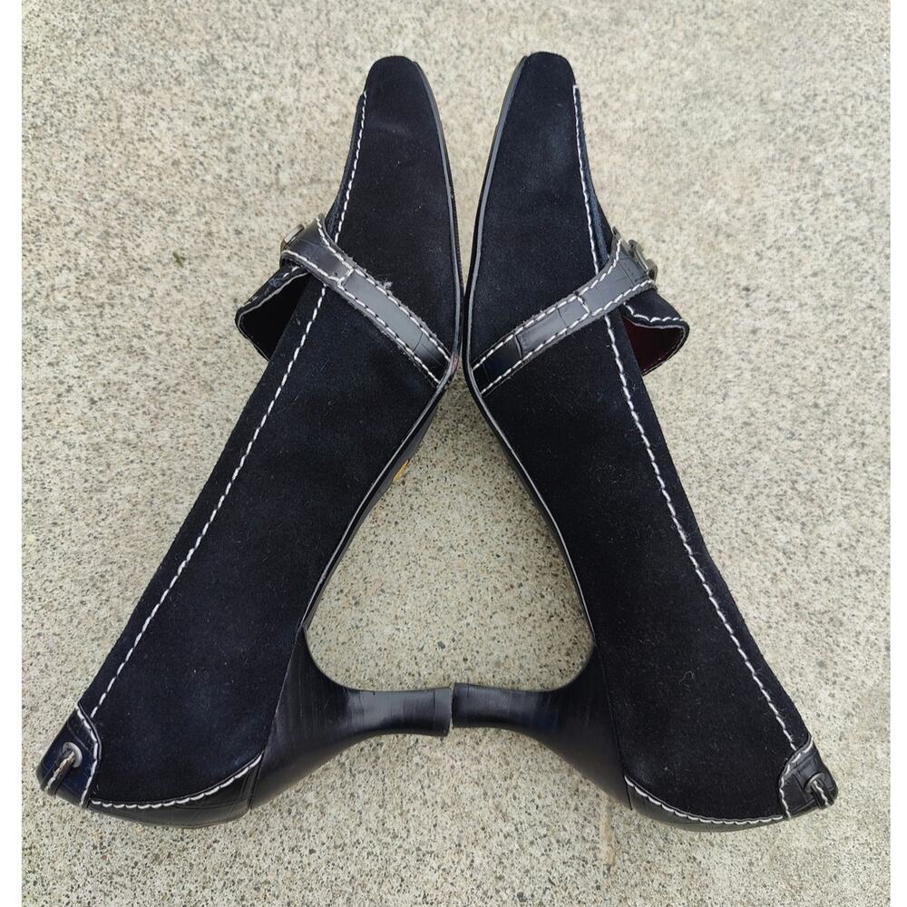 Black Y2K Pointed to Kitten heel sz 9W - Picture 5 of 8